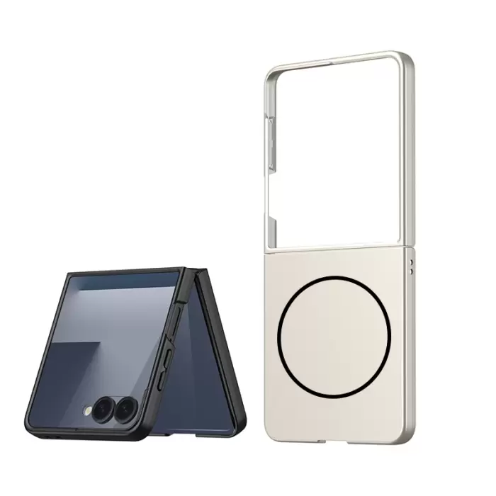 Samsung Galaxy Z Flip 7 Kılıf Wireless Şarj Özellikli Lopard Kıpta Magsafe Kapak