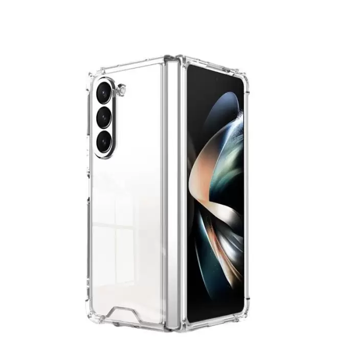 Samsung Galaxy Z Fold 5 Kılıf Lopard Nitro Antishock Köşe Koruma Darbe Emici Şeffaf Orjinal Doku Silikon