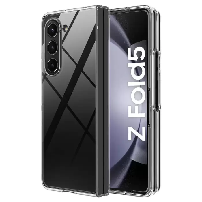 Samsung Galaxy Z Fold 5 Kılıf Saydam Droga Kapak Droga Kristal Şeffaf Sert Pc Pürüssüz