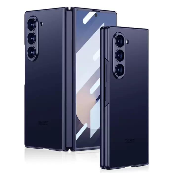 Samsung Galaxy Z Fold 6 Kılıf Titanyum Metal Kıpta Caz Kapak Cilt Hissiyatlı Kabuk Membran