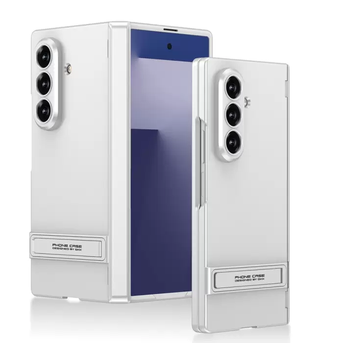 Samsung Galaxy Z Fold 7 Kılıf Lopard Kamera Çıkıntı Suni Deri Standlı Ince Kapak Kıpta Standlı