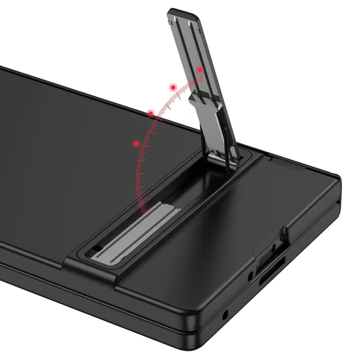 Samsung Galaxy Z Fold 7 Kılıf Lopard Kamera Çıkıntı Suni Deri Standlı Ince Kapak Kıpta Standlı