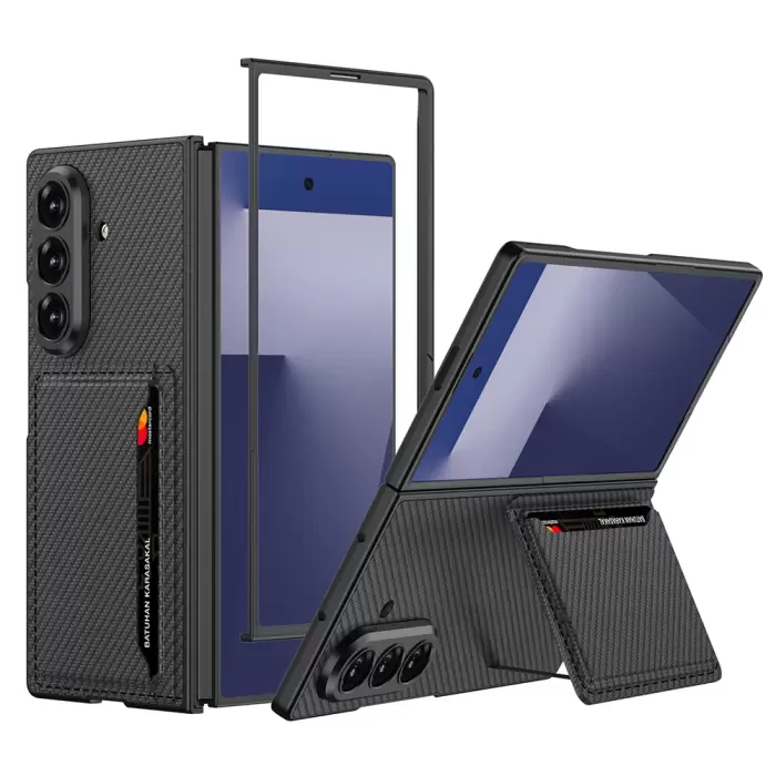 Samsung Galaxy Z Fold 7 Suni Deri Arka Yüzey Lopard Kartlıklı Kıpta Silikon Kapak