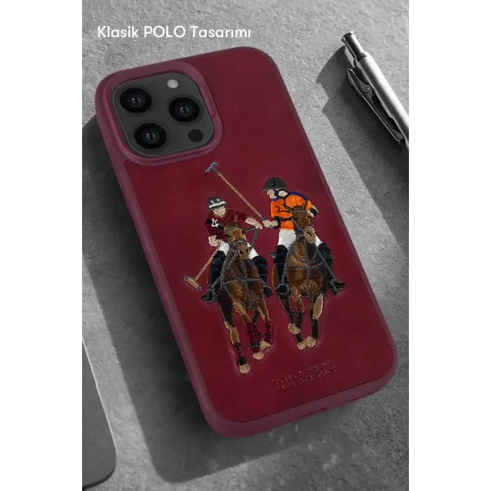 Santa Barbara Polo Racquet Club İphone 13 Pro Max Jockey Deri Kapak - Kırmızı