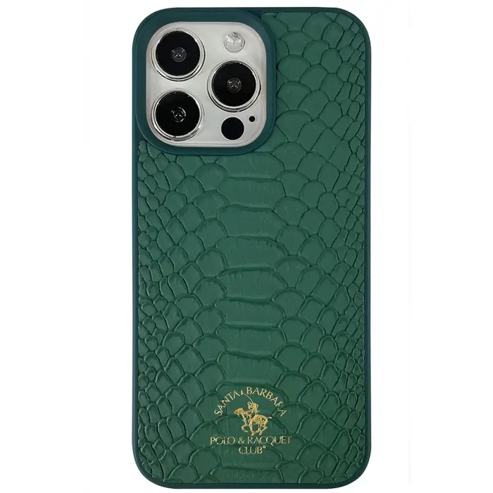 Santa Barbara Polo Racquet Club İphone 13 Pro Max Knight Deri Kapak - Yeşil