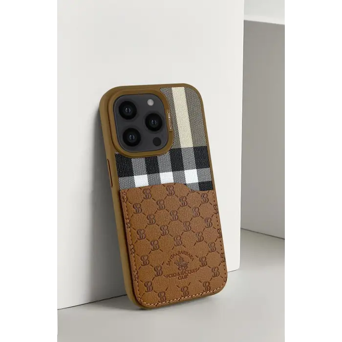 Santa Barbara Polo Racquet Club İphone 13 Pro Plaid Kartvizitli Kapak - Siyah