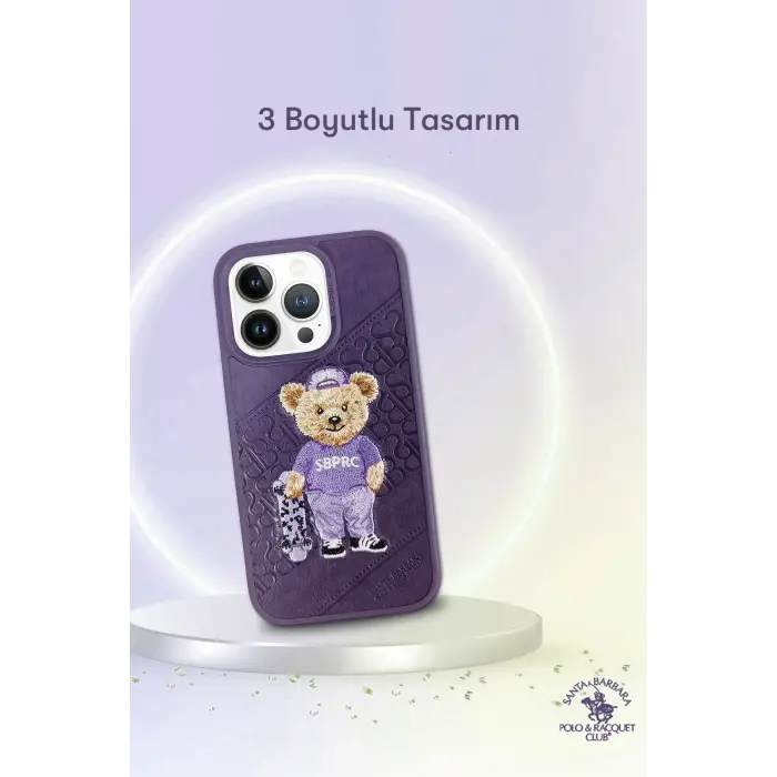 Santa Barbara Polo Racquet Club İphone 14 Plus Crete Deri Kapak - Mor
