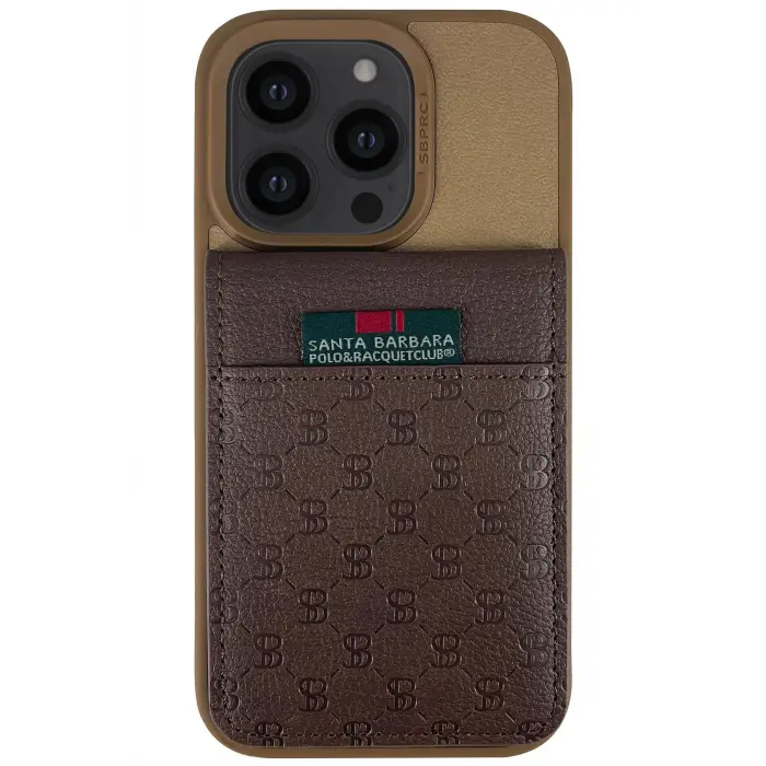 Santa Barbara Polo Racquet Club İphone 14 Pro Hulda Kartvizitli Kapak - Kahverengi