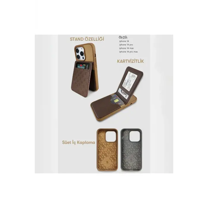 Santa Barbara Polo Racquet Club İphone 14 Pro Max Hulda Kartvizitli Kapak - Gri