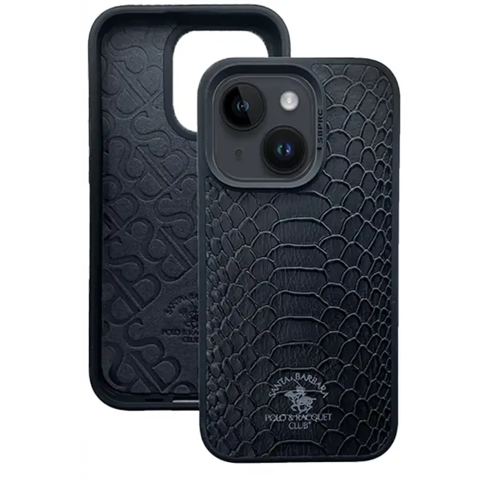 Santa Barbara Polo Racquet Club İphone 15 Plus Knight Deri Kapak - Siyah