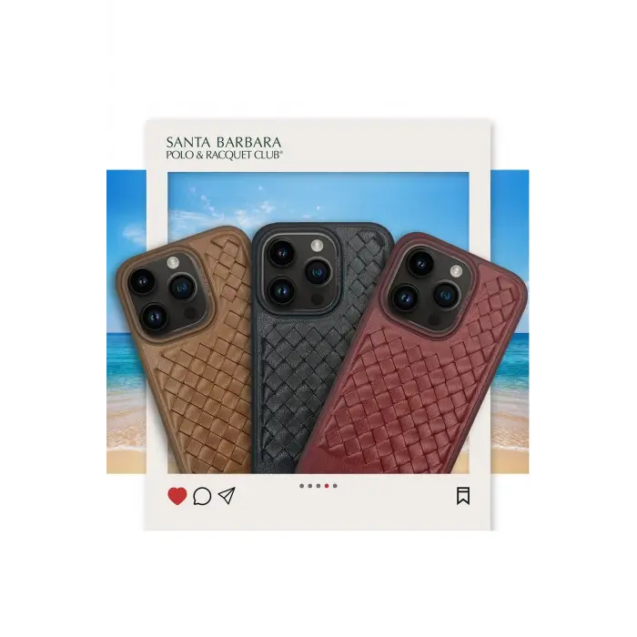 Santa Barbara Polo Racquet Club İphone 15 Plus Ravel Deri Kapak - Kahverengi