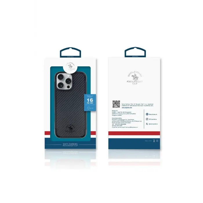 Santa Barbara Polo Racquet Club İphone 16 Plus Elvis Karbon Magsafe Kapak - Siyah