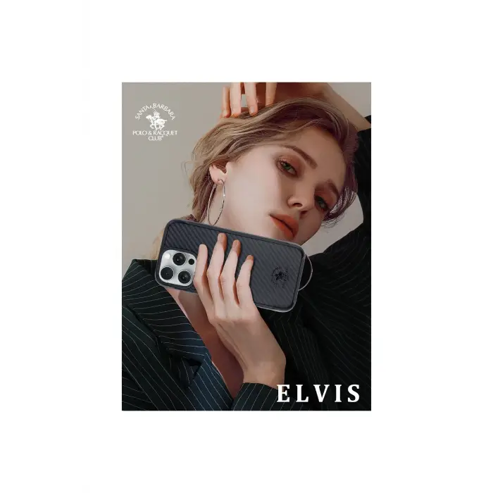 Santa Barbara Polo Racquet Club İphone 16 Plus Elvis Karbon Magsafe Kapak - Siyah