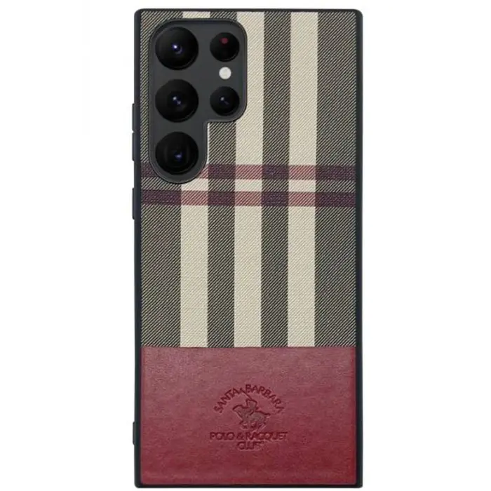 Santa Barbara Polo Racquet Club Samsung Galaxy S23 Ultra Plaid Kapak - Kırmızı