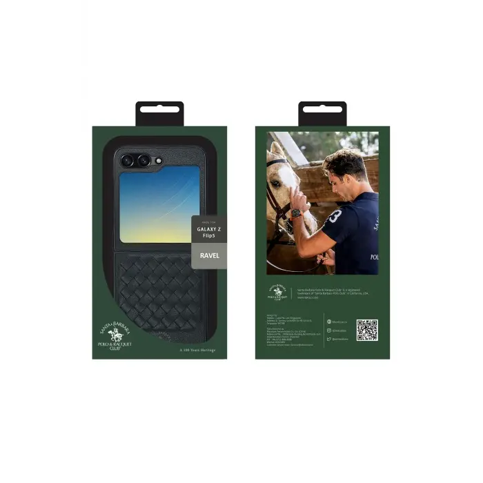 Santa Barbara Polo Racquet Club Samsung Galaxy Z Flip 5 Ravel Deri Kapak - Siyah