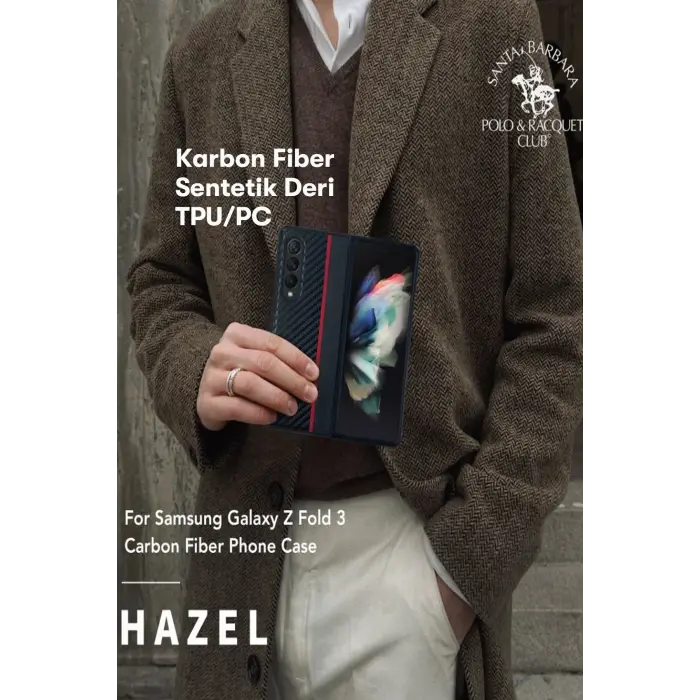 Santa Barbara Polo Racquet Club Samsung Galaxy Z Fold 3 Hazel Karbon Kapak - Siyah