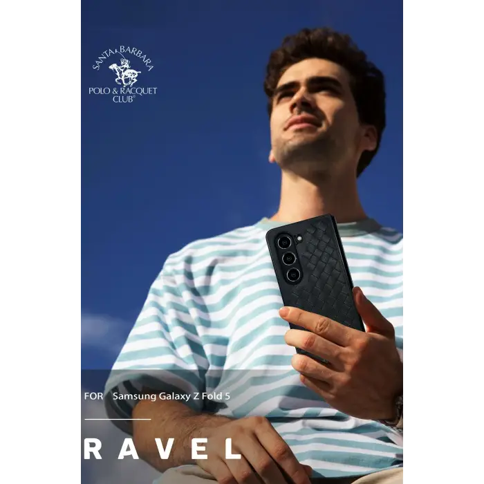 Santa Barbara Polo Racquet Club Samsung Galaxy Z Fold 5 Ravel Deri Kapak - Siyah