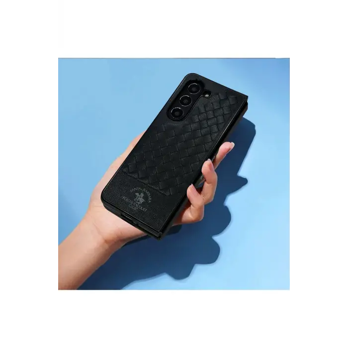 Santa Barbara Polo Racquet Club Samsung Galaxy Z Fold 5 Ravel Deri Kapak - Siyah