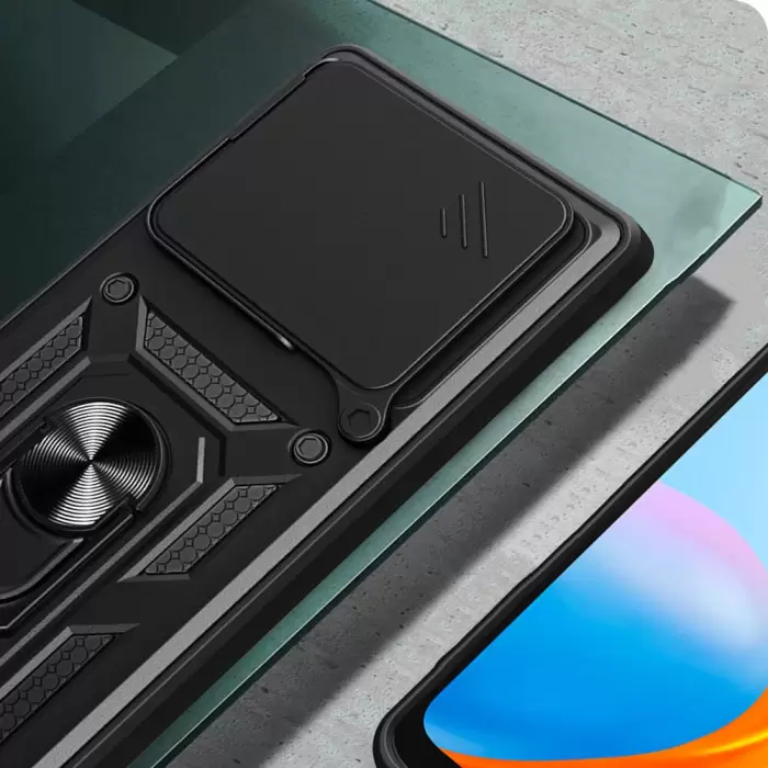 Tecno Camon 30 Pro 5g Kılıf Magnetik Standlı Kamera Korumalı Sürgülü Kapak Armor Vega