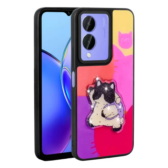 ViVo Y17s Case Shining Embossed Lopard Amas Silicone Cover with Iconic Figure