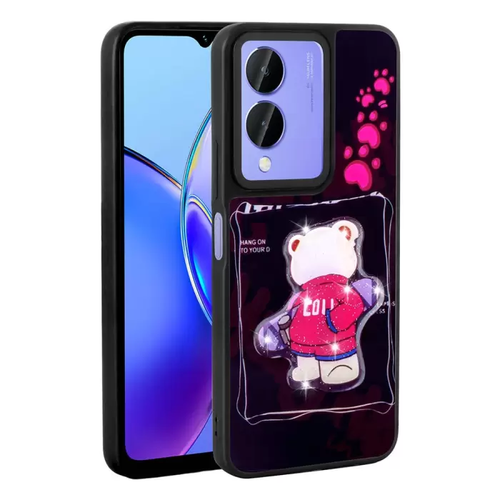 ViVo Y17s Case Shining Embossed Lopard Amas Silicone Cover with Iconic Figure