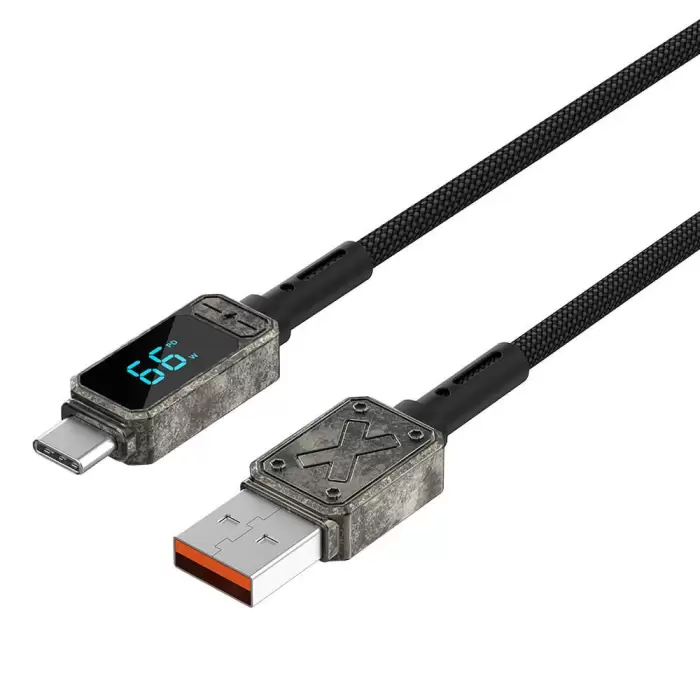 Wiwu Wi-c038 Titan Series Usb-a To Type-c 6a 66w Led Dijital Göstergeli Şarj Ve Data Kablosu 1.2m