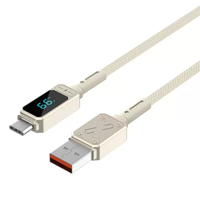 Wiwu Wi-c038 Titan Series Usb-a To Type-c 6a 66w Led Dijital Göstergeli Şarj Ve Data Kablosu 1.2m