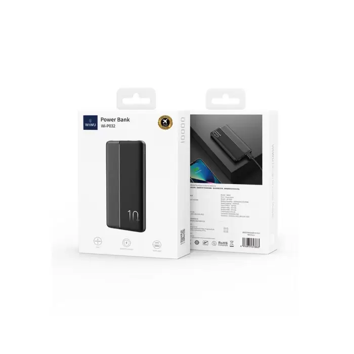 Wiwu Wi-p032 Dual Usb-a Ve Type-c Pd Led Işık Göstergeli Taşınabilir Powerbank 10000mah