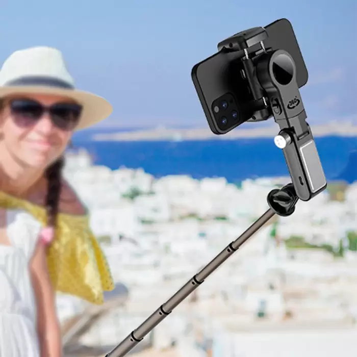 Wiwu Wi-se006 Çok Fonksiyonlu Işıklı Gimbal Sabitleyici Tripod Selfie Çubuğu
