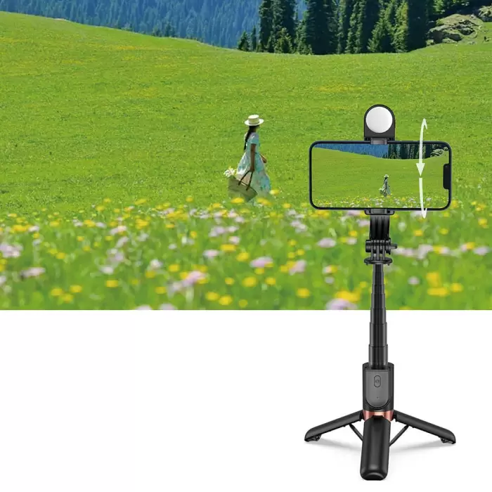 Wiwu Wi-se011 Dolgu Işıklı Teleskopik Tripod Ve Mini Selfie Çubuğu