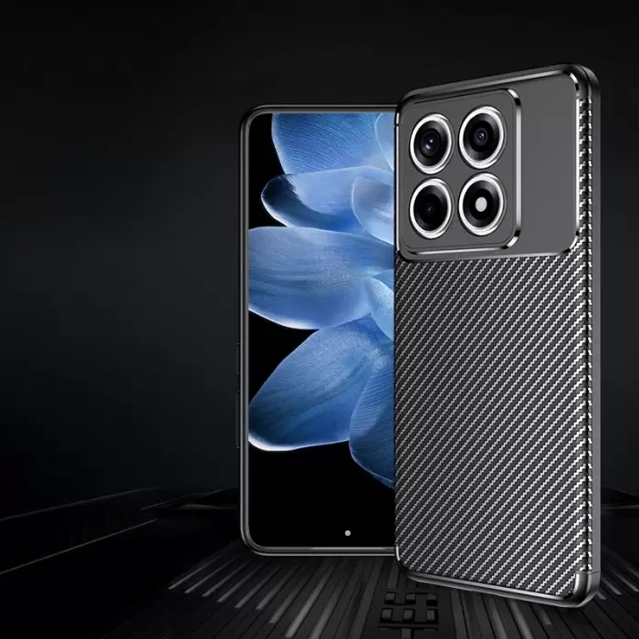 Xiaomi 14t Kılıf  Kamera Korumalı Karbon Desenli Negro Kapak Yüzey Kılıf