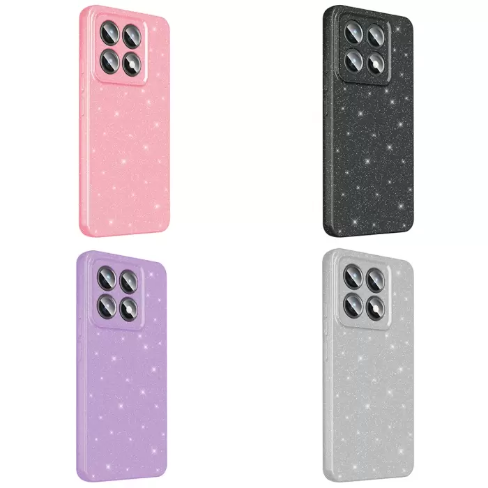 Xiaomi 14t Pro Kılıf Simli Işılıtılı Renkli Parlak Kamera Korumalı Silikon Kapak Koton