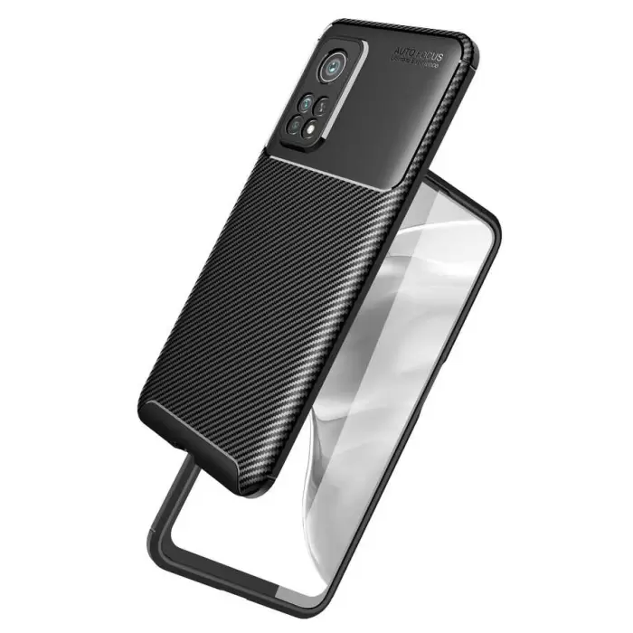 Xiaomi Mi 10T 5G Kılıf Lopard Kamera Korumalı Karbon Desenli Negro Kapak Orijinal Yüzey Kılıf