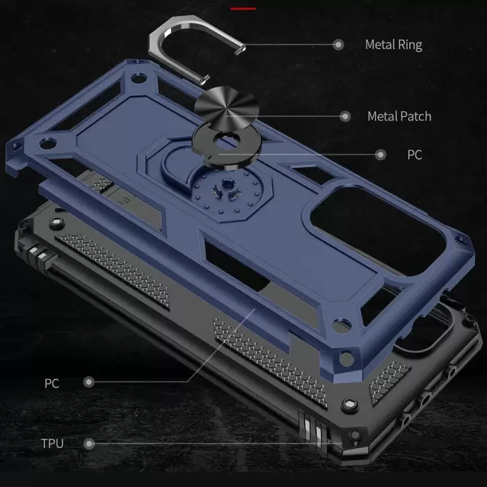 Xiaomi Mi 10T 5G Kılıf Lopard Kamera Korumalı Sürgülü Yüzüklü Orjinal Tasarım Armor Vega