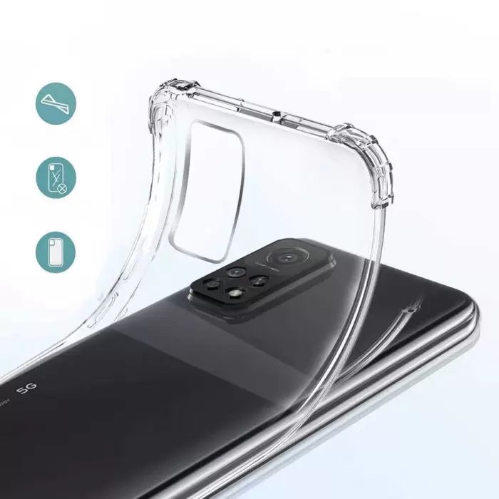 Xiaomi Mi 10T 5G Kılıf Lopard Nitro Antishock Köşe Koruma Darbe Emici Şeffaf Orjinal Doku Silikon