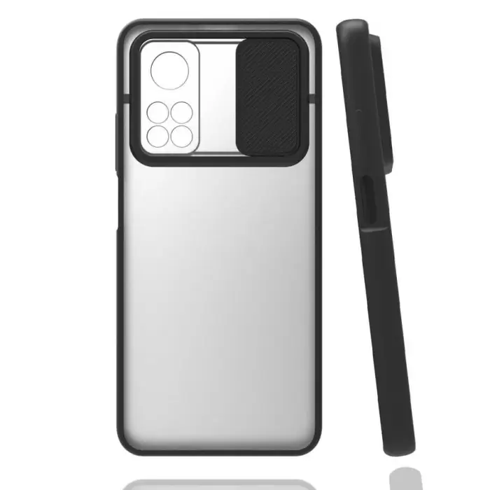 Xiaomi Mi 10T 5G Kılıf Lopard Slayt Sürgülü Kamera Korumalı Renkli Silikon Kapak