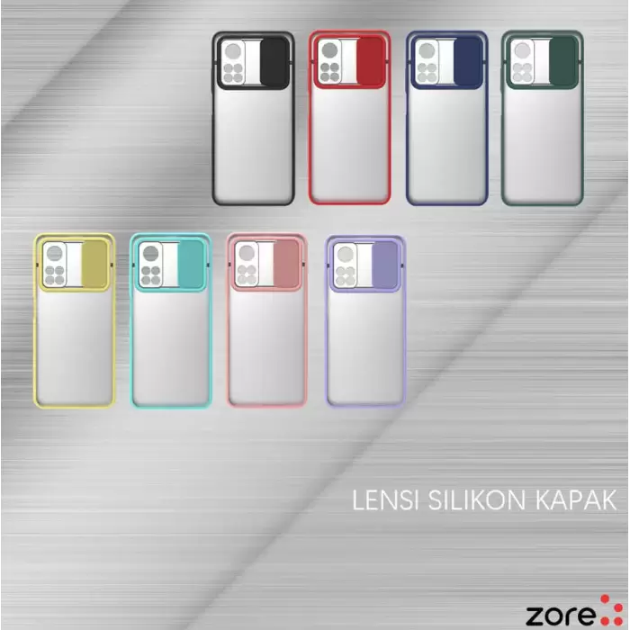 Xiaomi Mi 10T 5G Kılıf Lopard Slayt Sürgülü Kamera Korumalı Renkli Silikon Kapak
