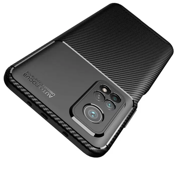 Xiaomi Mi 10T Pro 5G Kılıf Lopard Kamera Korumalı Karbon Desenli Negro Kapak Orijinal Yüzey Kılıf