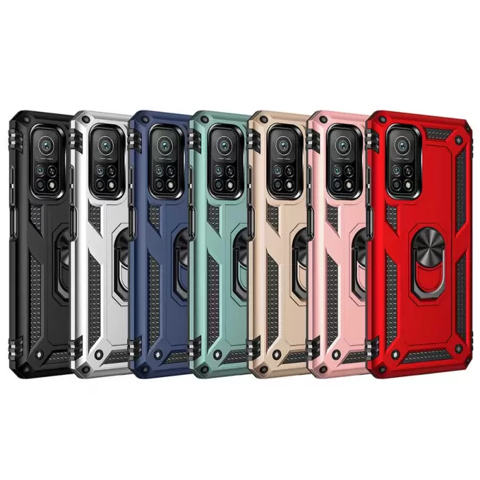 Xiaomi Mi 10T Pro 5G Kılıf Lopard Kamera Korumalı Sürgülü Yüzüklü Orjinal Tasarım Armor Vega