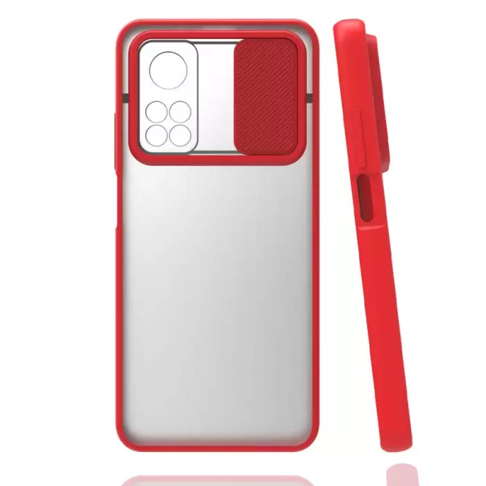 Xiaomi Mi 10T Pro 5G Kılıf Lopard Slayt Sürgülü Kamera Korumalı Renkli Silikon Kapak