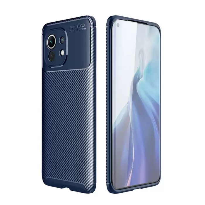 Xiaomi Mi 11 Kılıf Lopard Kamera Korumalı Karbon Desenli Negro Kapak Orijinal Yüzey Kılıf