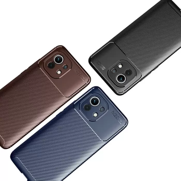 Xiaomi Mi 11 Kılıf Lopard Kamera Korumalı Karbon Desenli Negro Kapak Orijinal Yüzey Kılıf