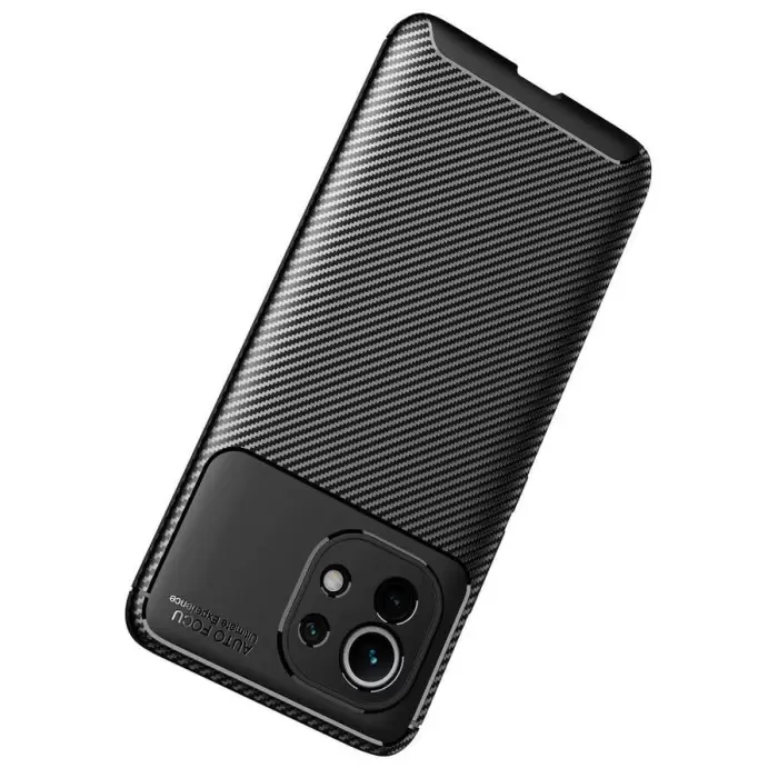 Xiaomi Mi 11 Kılıf Lopard Kamera Korumalı Karbon Desenli Negro Kapak Orijinal Yüzey Kılıf