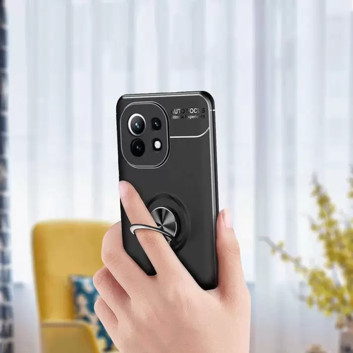 Xiaomi Mi 11 Kılıf Lopard Kamera Korumalı Yüzüklü Standlı Koruyucu Orjinal Kalite Ravel