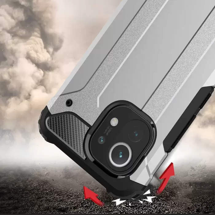 Xiaomi Mi 11 Kılıf Lopard Orijinal Katman Köşe Koruma Crash Silikon Tank Kapak