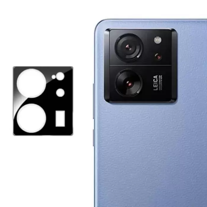 Xiaomi Mi 13T Lopard Siyah Çerçeveli Lens Koruma Parlak Renkli Kamera Koruyucu CL-08 Cam 3D-Kamera-Cam