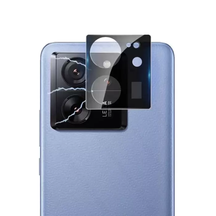 Xiaomi Mi 13T Lopard Siyah Çerçeveli Lens Koruma Parlak Renkli Kamera Koruyucu CL-08 Cam 3D-Kamera-Cam