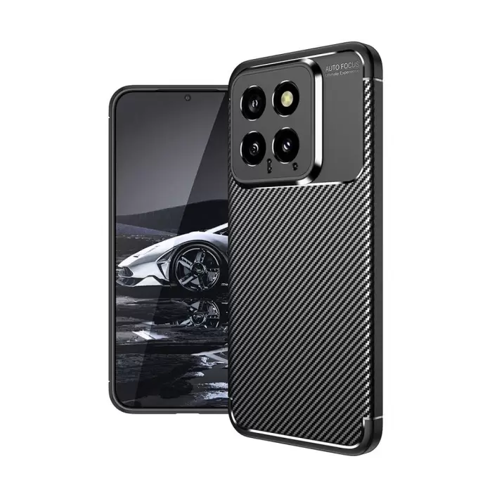 Xiaomi Mi 14 Kılıf Lopard Kamera Korumalı Karbon Desenli Negro Kapak Orijinal Yüzey Kılıf