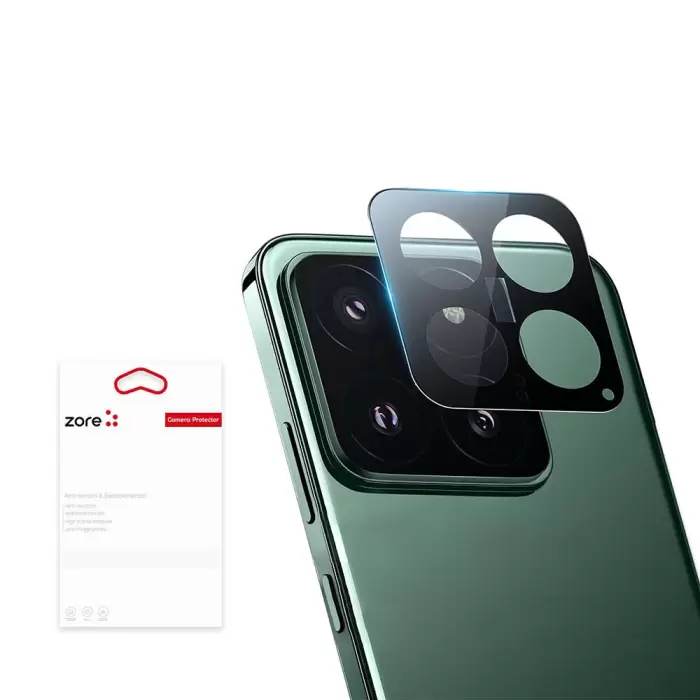 Xiaomi Mi 14  Siyah Çerçeveli Lens Koruma Parlak Renkli Kamera Koruyucu Cam 3D-Kamera-Cam