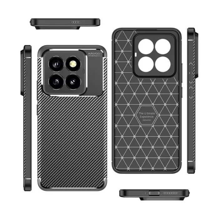 Xiaomi Mi 14 Pro Kılıf Lopard Kamera Korumalı Karbon Desenli Negro Kapak Orijinal Yüzey Kılıf